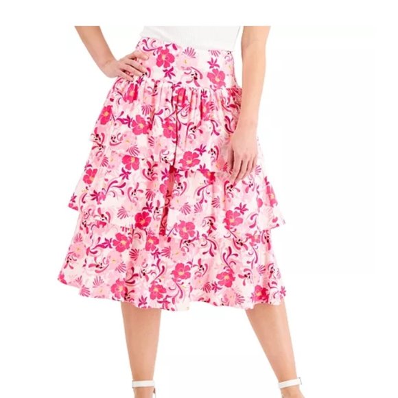 INC Concepts Marleney Garden pink tiered skirt made for Macy's - Picture 7 of 10